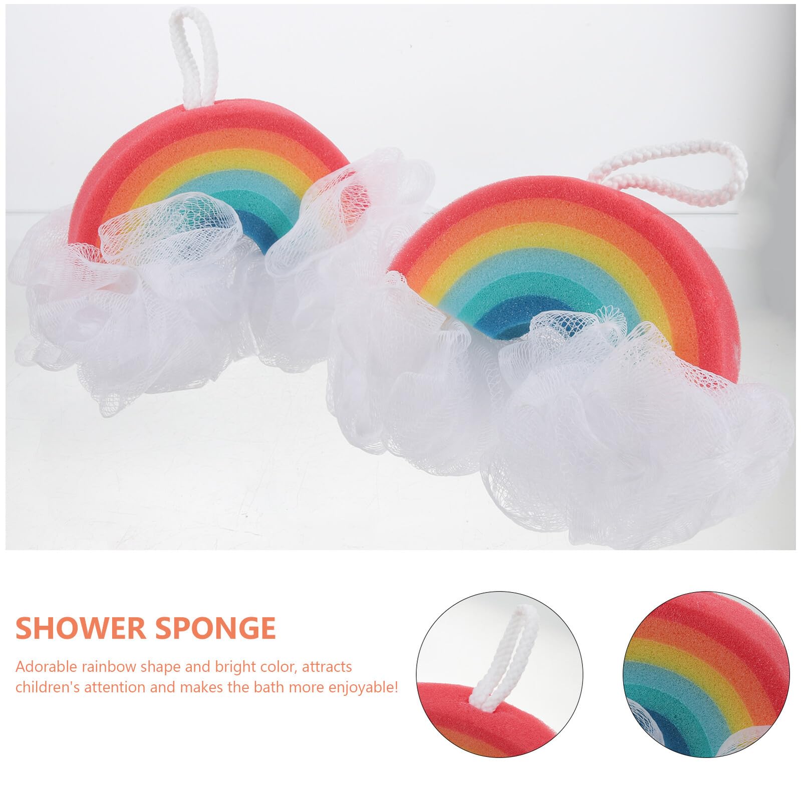 Esponjas de Baño para Niños 2piezas en Forma de Arcoíris, Esponjas Suaves y Exfoliantes para Ducha Poder de Limpieza y Espuma Rica