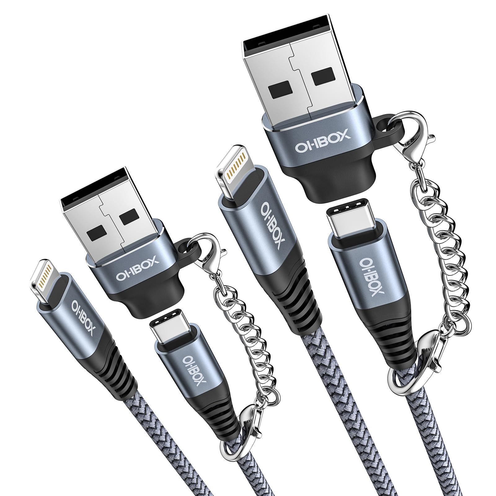 USB Type C to Lightning Cable Fast Charging, [Apple MFi Certified] 2Pack 6ft iPhone Charger Cable Compatible with iPhone 14/13/12/11 Pro Max and USB C Female to USB A Male Adapter with Keychain