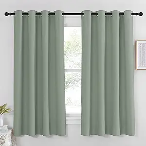 NICETOWN Blackout Sage Green Curtain & Drape for Bedroom - Grommet Top Thermal Insulated Room Darkening Energy Saving Privacy Drapes for Living Room, 1 Piece, W52 x L63