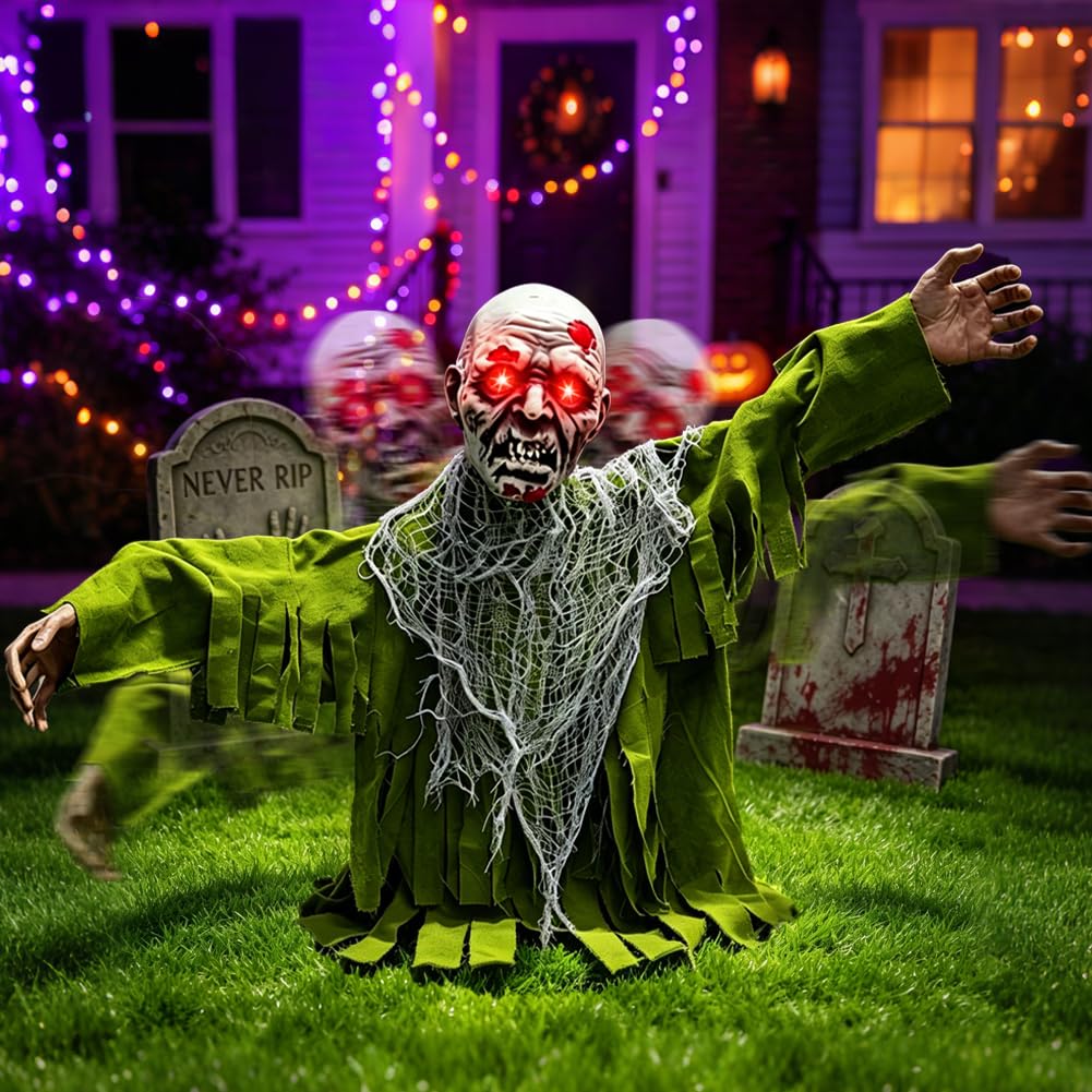 Halloween Animato Zombie Groundbreaker Outdoor Decor LED Occhi Braccia