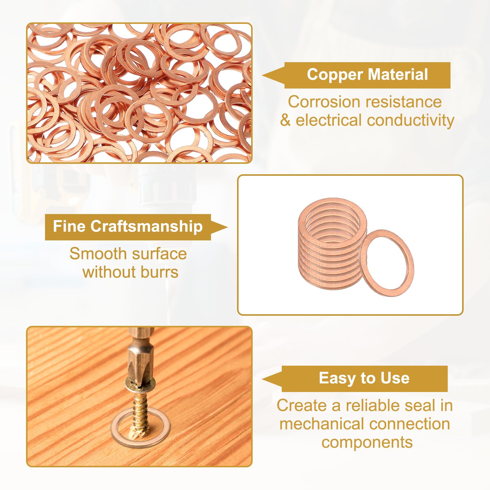 PATIKIL M12 Copper Washer Sealing Ring - Image 3