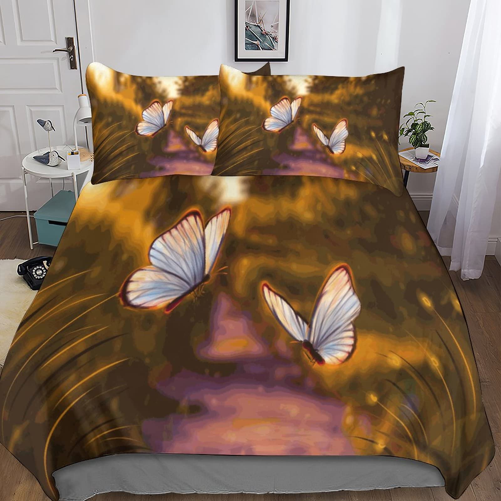 Parure de lit papillon 200x200 respirante en microfibres 3D avec fermeture éclair