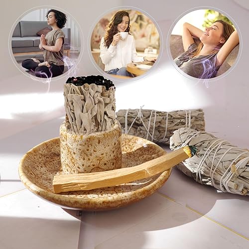 Miniatura 3 de Quemador de incienso 5 en 1, soporte para palitos de palo, incienso de cerámica hecho a mano, soporte para incienso para cenizas, bandeja de