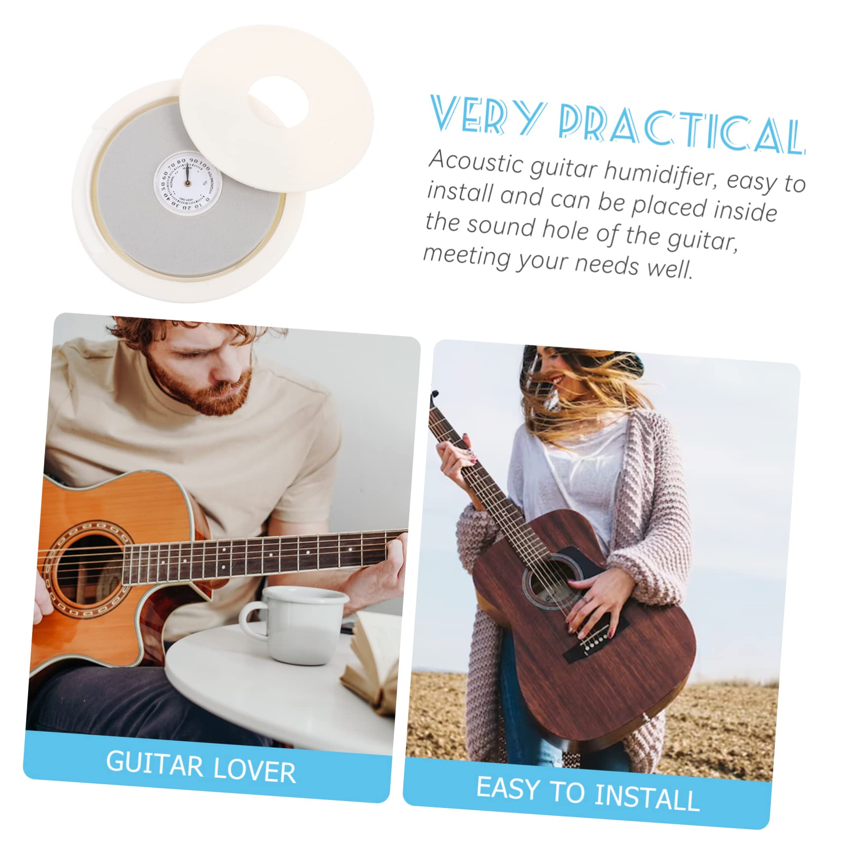 ibasenice 5pezzi Umidificatore Per Chitarra Acustica Con Igrometro Kit Manutenzione Facile Da Installare Controllo Umidità Affidabile e Preciso Per Strumenti Musicali Accessorio Per