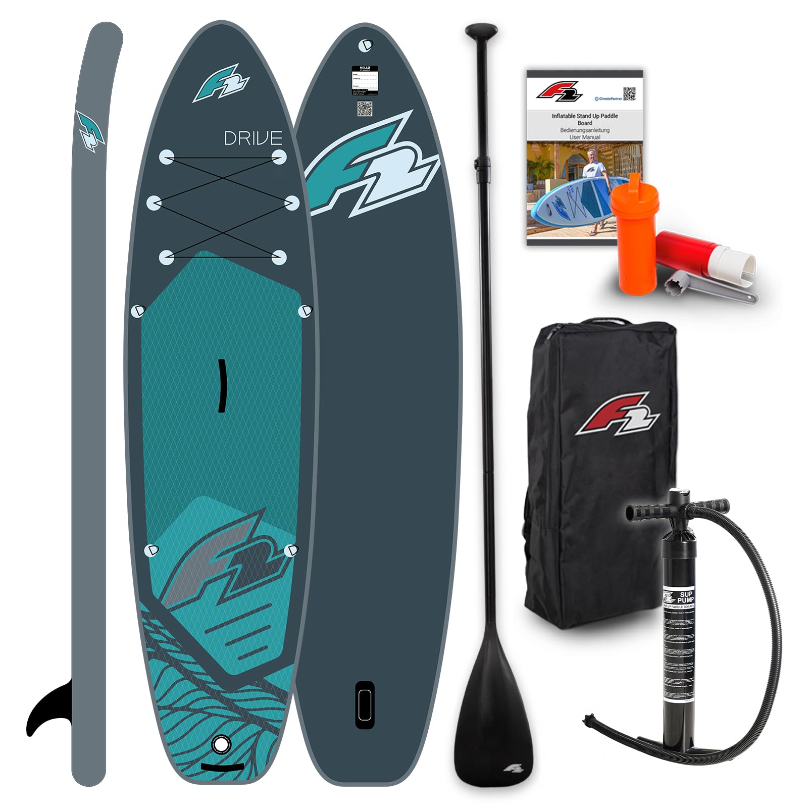 F2 SUP Stand Up Paddle Board Drive Petrol - Größe wählbar
