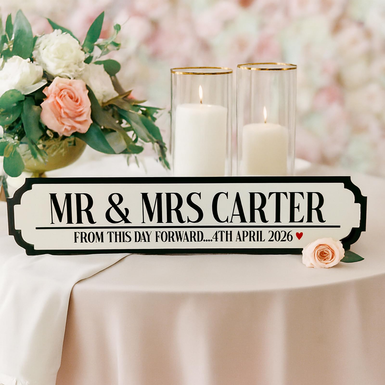 Personalised Wedding Road Sign, 'From This Day Forward' Mr & Mrs, Custom Name Plaque, Wedding Gift, Newlywed Sign, Romantic Home Decor