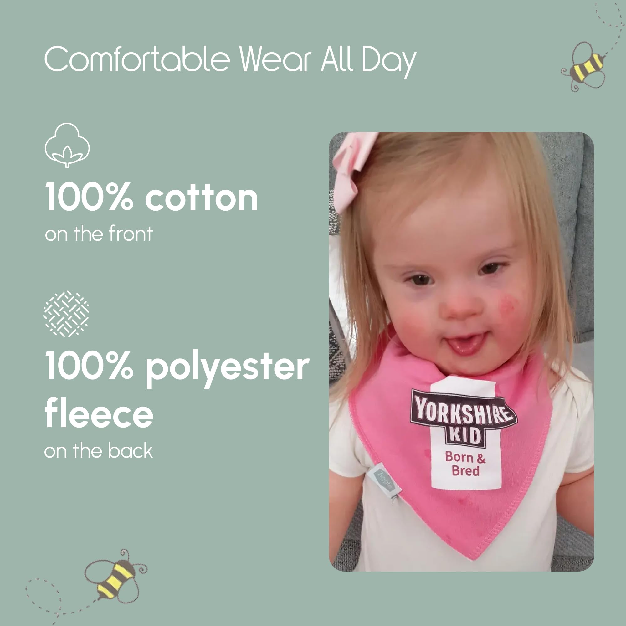Ziggle, Bandana Dribble Bibs, Cotton Front Baby Bibs Newborn to 24 Months, Newborn Gifts, Baby Bibs For Comfortable Kids - Image 3