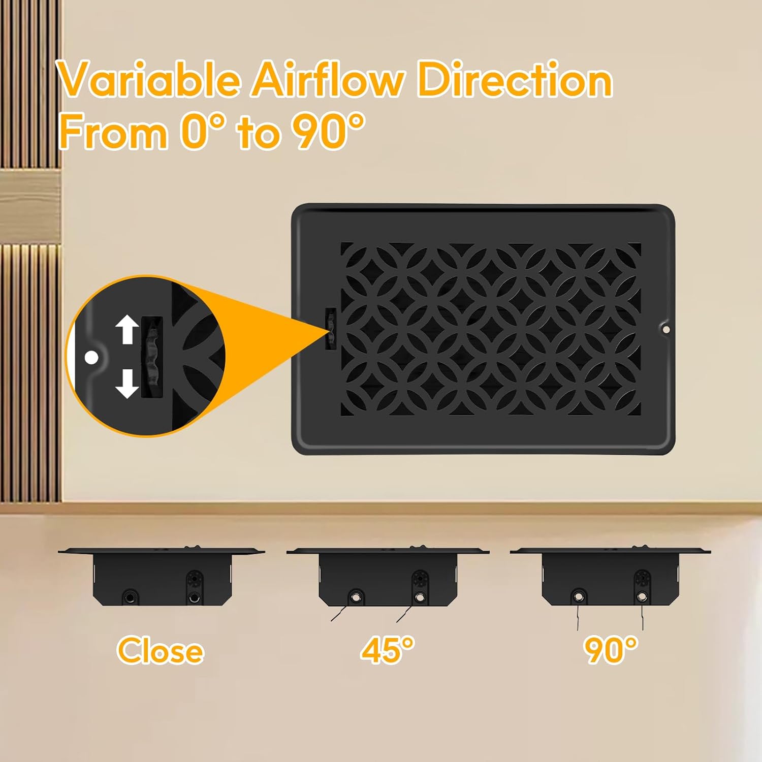 Floor Vent Covers, Floor Register 6x10, 2 Pack Adjustable Decorative Vent Covers for Home Floor, Ceiling or Sidewall Vent with Screws, Rust-Proof Heavy Duty Walkable Steel Floor Vents (6'' X 10'')