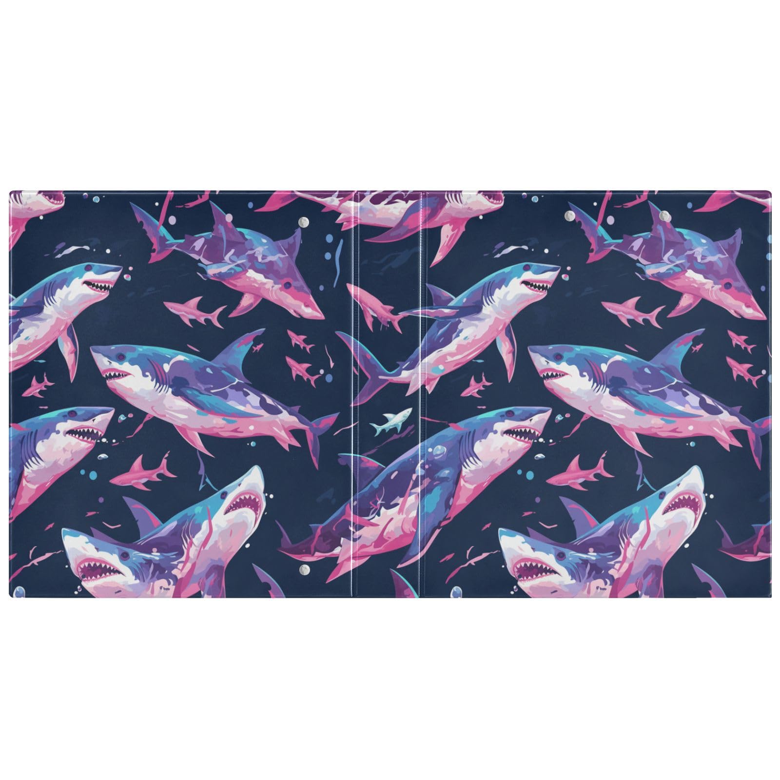 Shark Ocean - Raccoglitore a tre anelli con tasche, 1,5 pollici, colore: blu navy