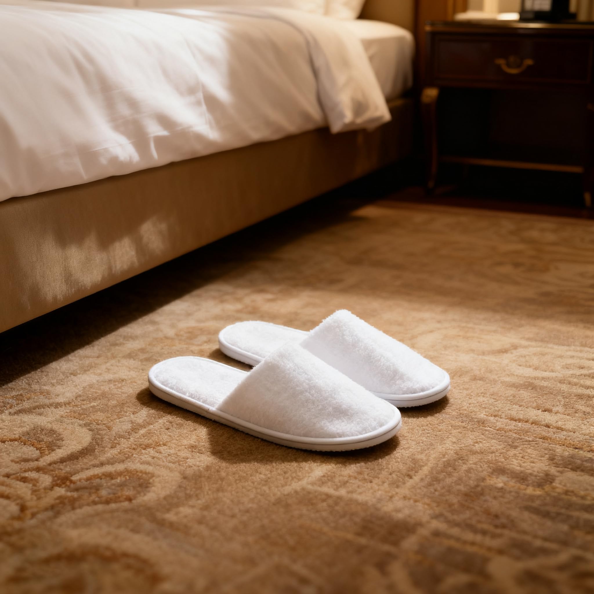 10 Pairs Disposable Cotton Velvet Closed Toe Spa Slippers