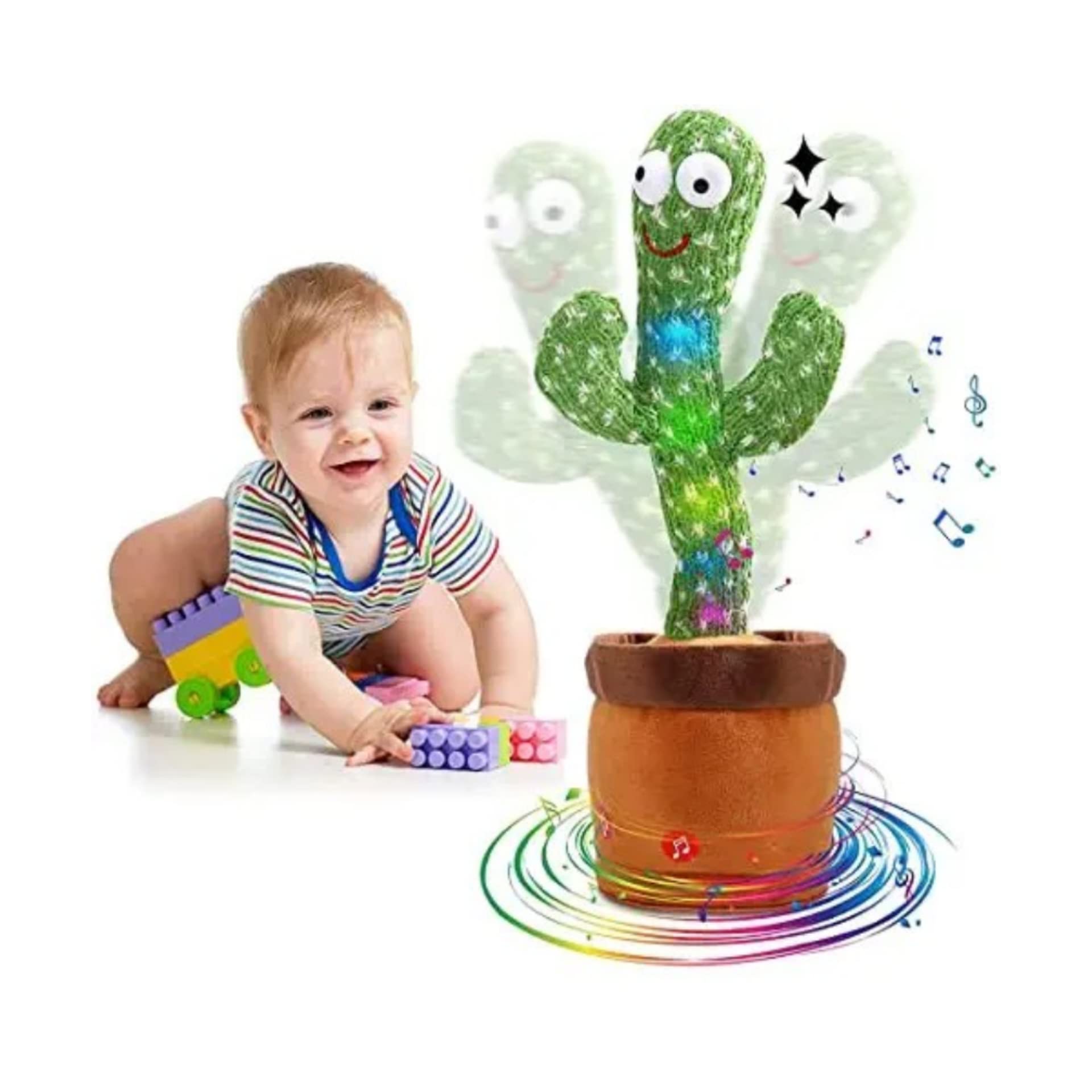 theprintingzone Tpz Dancing Cactus Toy for Baby Kids Soft Plush Talk Back Toy, Can Sing, Record and Repeats What You Say Creative Kids Educational Musical Toys Game for Children (Rechargeable)