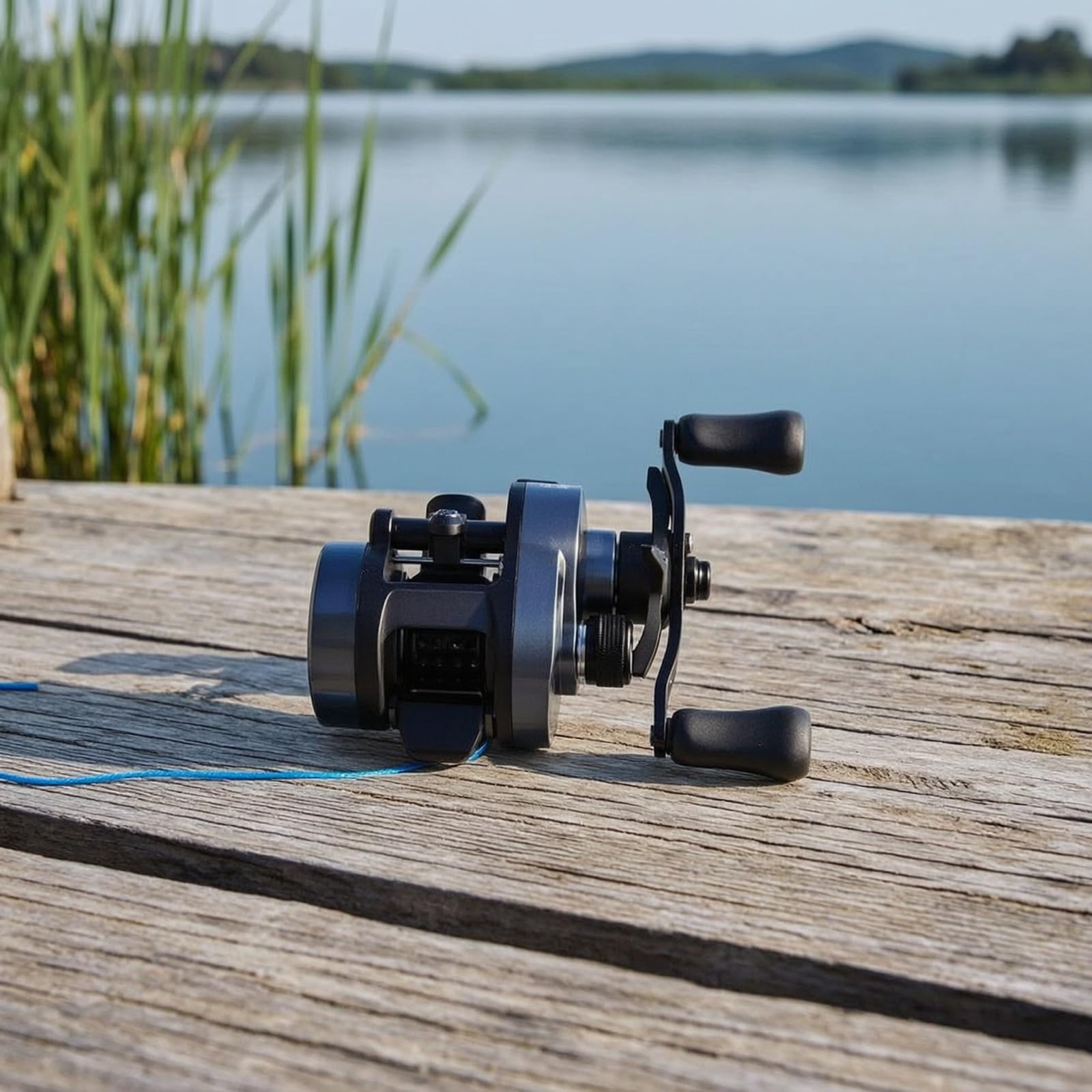 Carrete de Pesca Baitcaster Tambor Diseño Cilindro de Bobina Baja Fricción de Frenado Electrónico Piezas Visibles