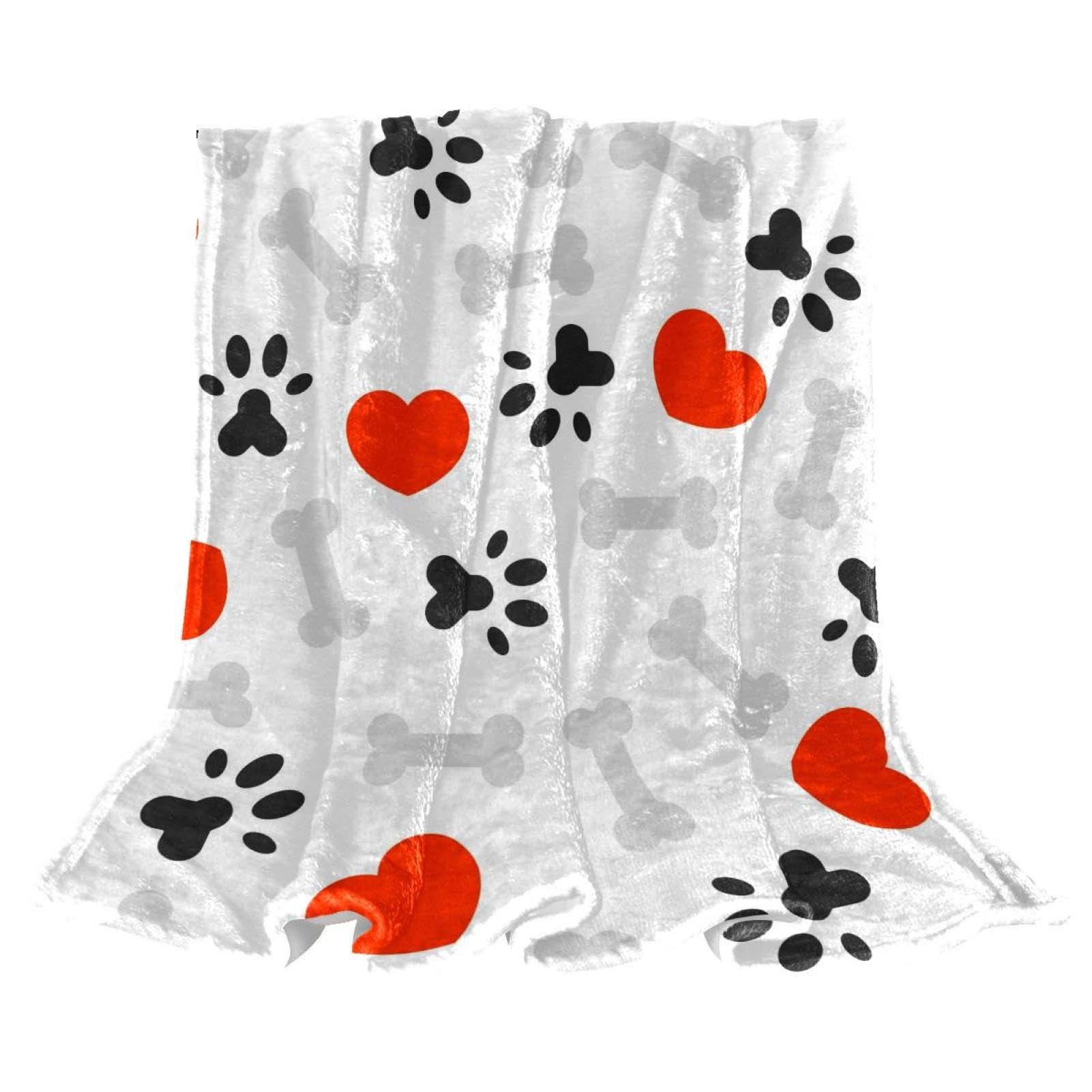 Couverture polaire empreinte de chien plaid microfibre chaude jeté de canapé