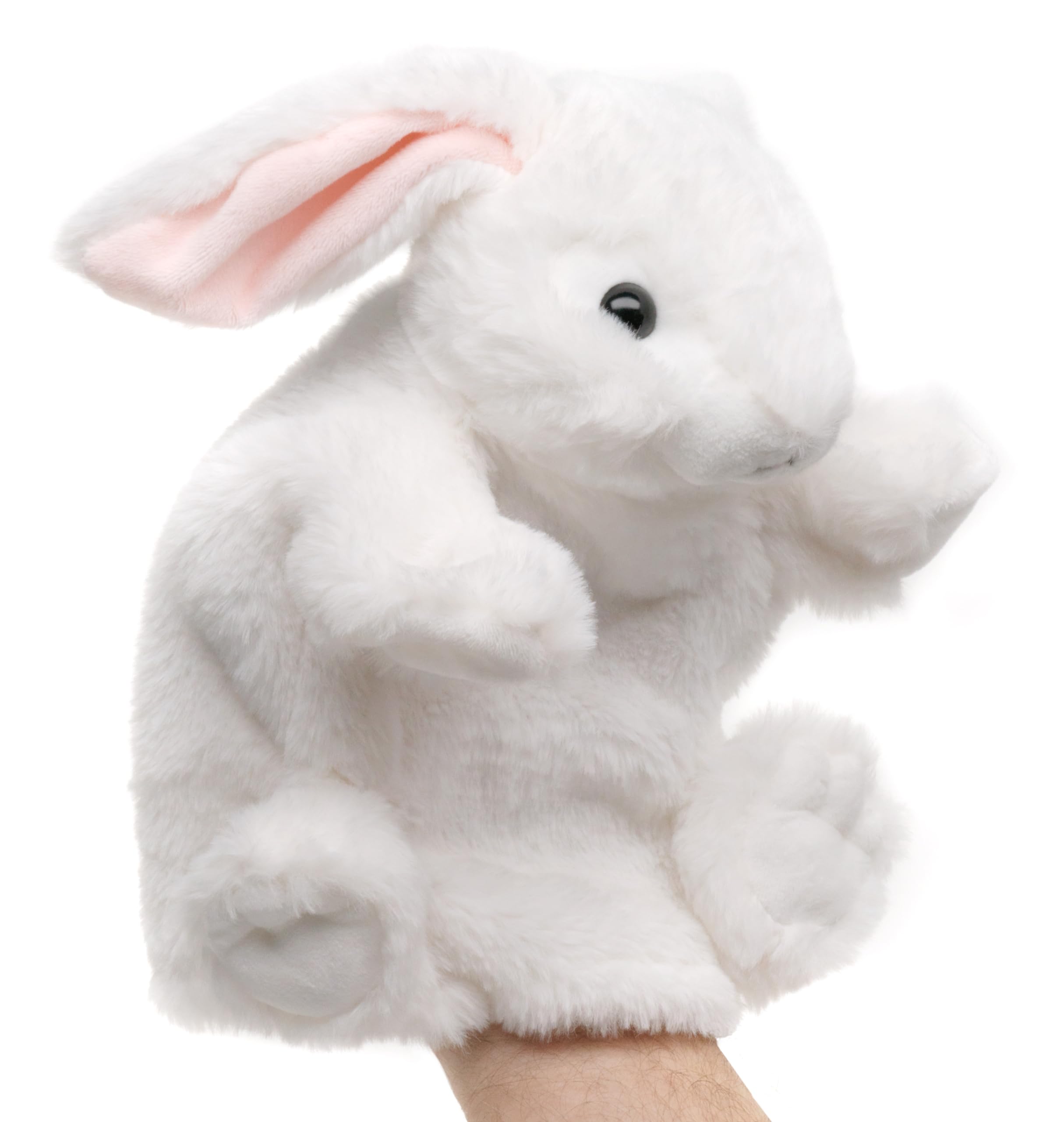 Uni-Toys - Handpuppe Hase (weiß) - 24 cm (Höhe) - Plüsch-Puppe, Kaninchen - Plüschtier, Kuscheltier - 2