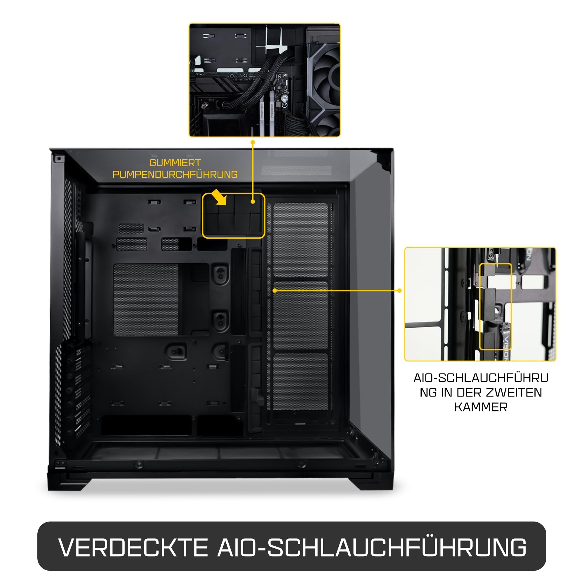 Lian Li O11 Vision Compact Gaming PC Gehäuse ATX Schwarz - Midi Tower PC Gehäuse mit Tempered Glass, Grafikkarten bis 408 mm, bis zu 360 mm Radiatoren, Black PC Case Stahl, Aluminium, Gehärtetes Glas