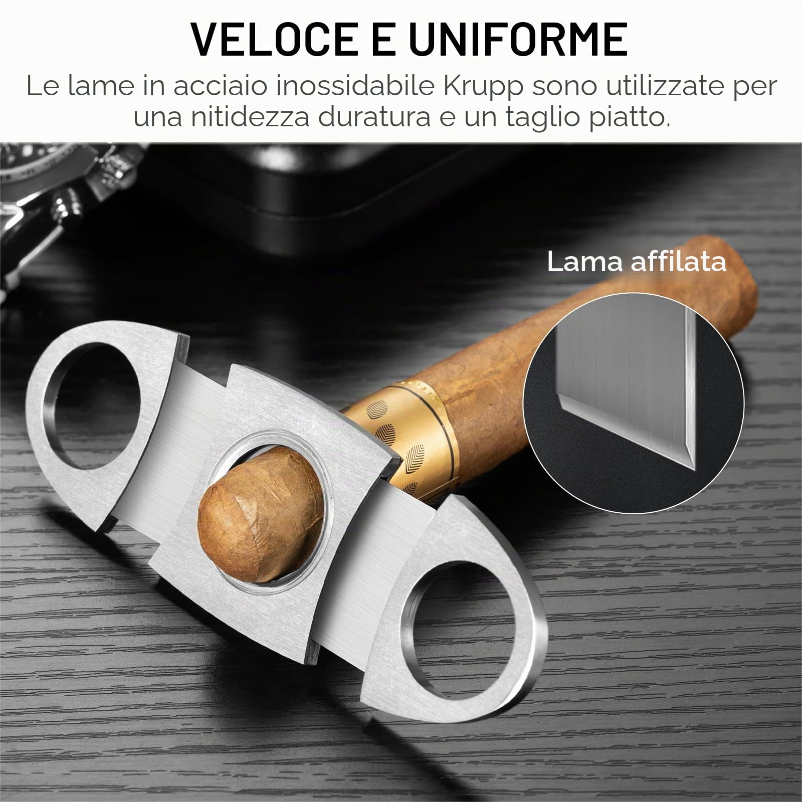 CIGARLOONG Set tagliasigari e accendino a doppia lama singola a ghigliottina e 4 fiamme a getto ricaricabile con posacenere in lega di zinco
