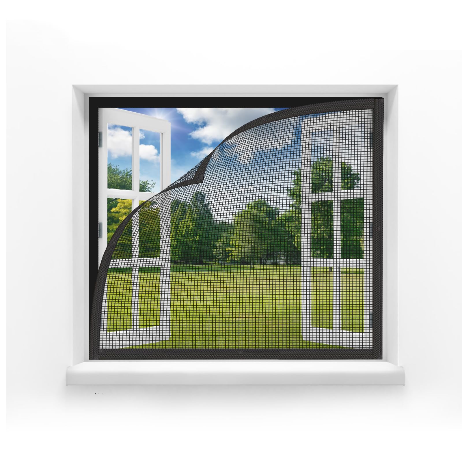 MAGICDOOR Fly Screens for Windows 80x175cm, Fibreglass Without Magnet Anti Mosquito Curtain Heavy Duty Mesh Automatically Close Breathable Fly Net for Window for Bedroom Living Room Balcony-Black
