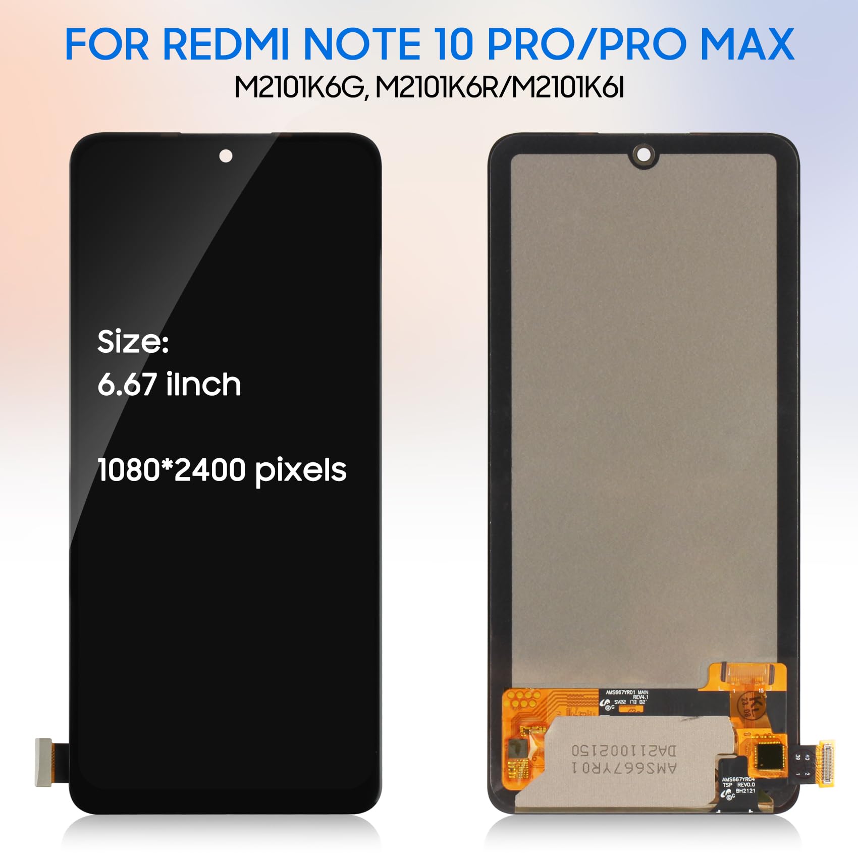 TFT voor Xiaomi Redmi Note 10 Pro 4G LCD scherm voor Redmi Note 10 Pro schermvervanging M2101K6G Touch Digitizer kits (zwart, geen vingerafdrukherkenning