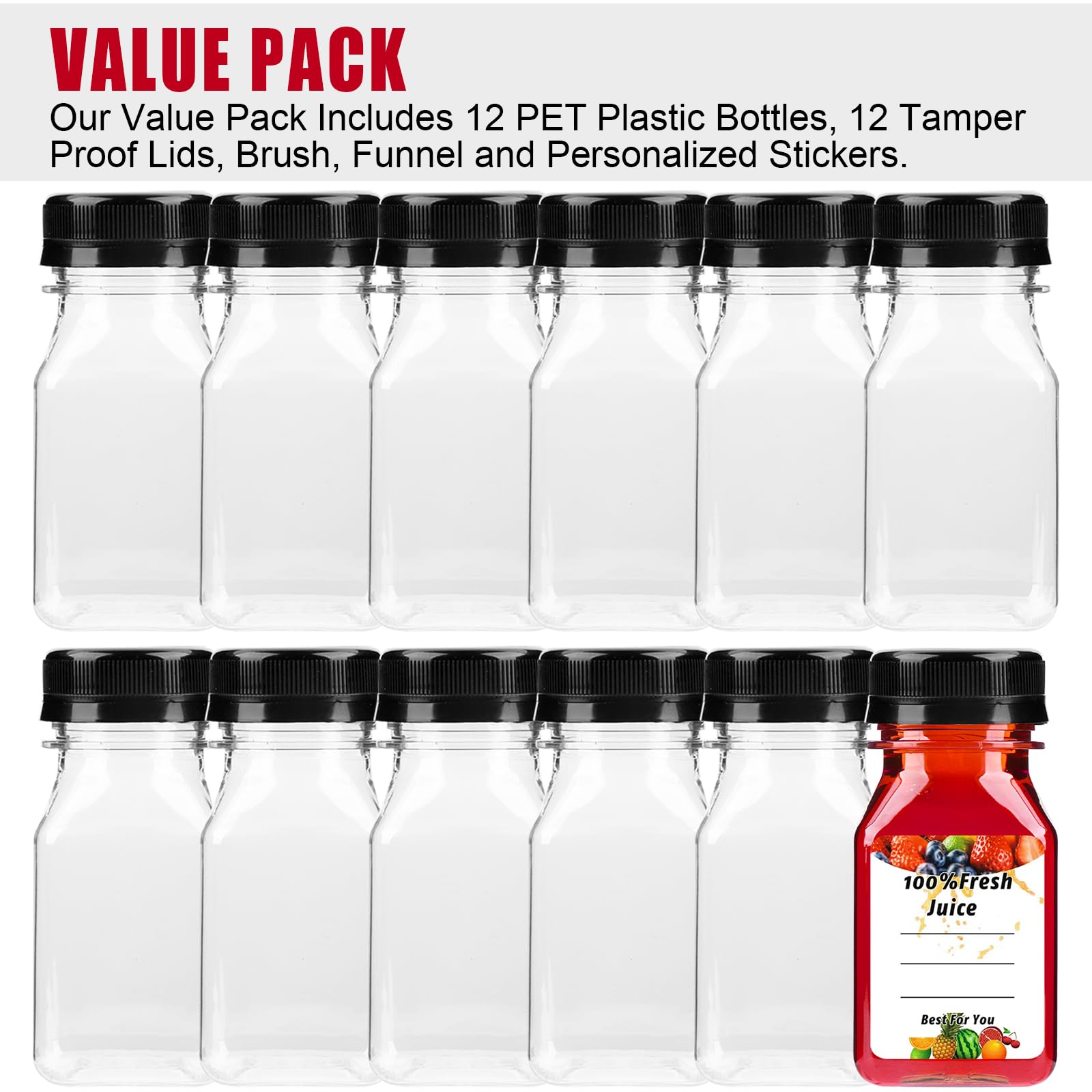 LUBOXIN 12 Pièces Petites Bouteilles de Jus en Plastique, Bouteilles Vides en Plastique de 150 ML