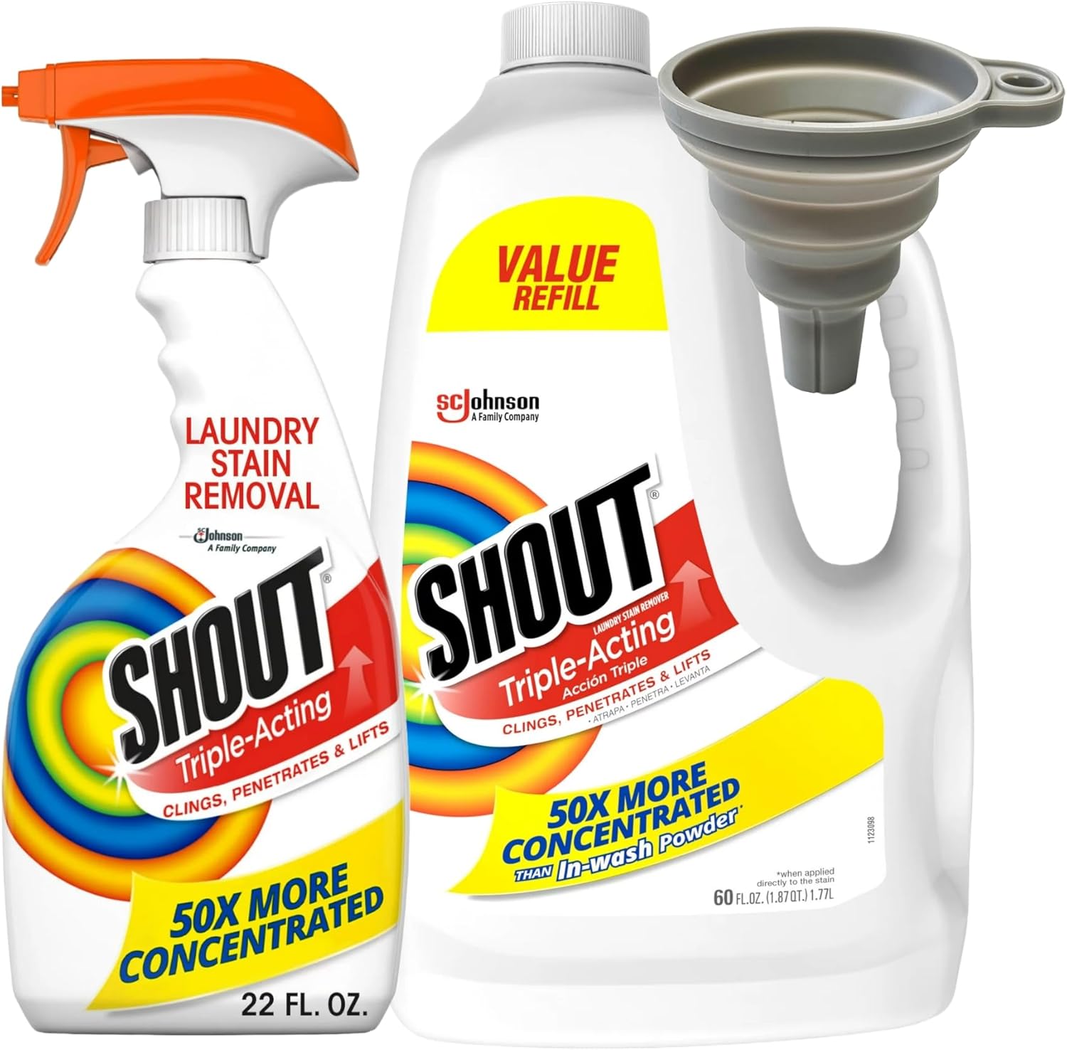 Shout Stain Remover Spray 22 FL OZ & Shout Refill 60 FL OZ. TripleAction Stain