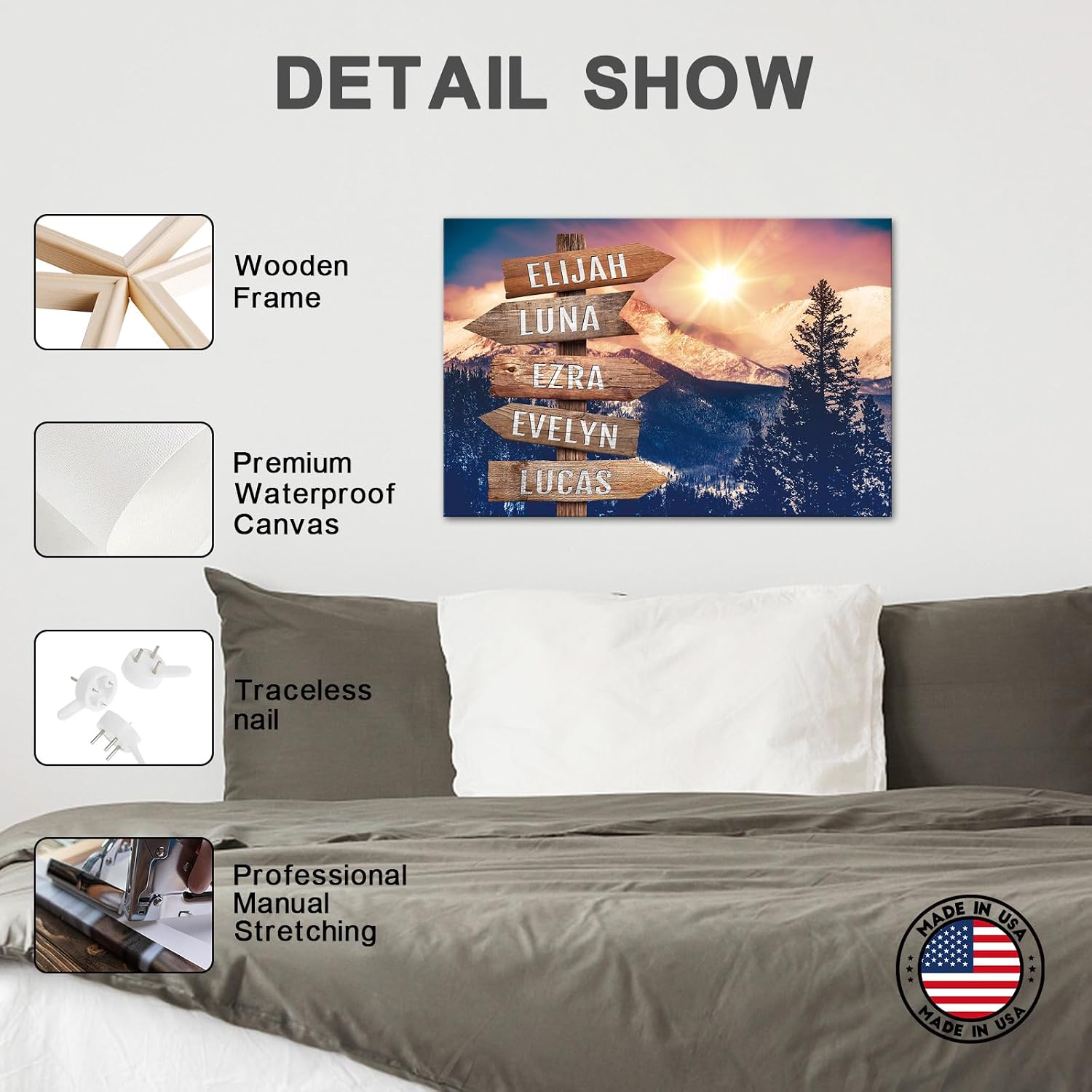 iLOOKLiKE Personalized Street Sign with Family Name Wall Art Decor Sunrise Colorado Rocky Mountain Canvas Prints Custom Multi Names Nature Landscape Giclee Poster Framed Gifts for Home 8x12inch