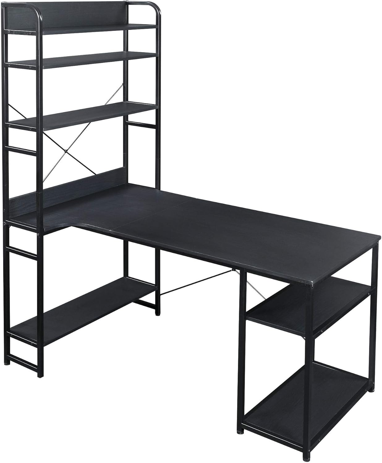 Home Office Computer Desk, Industrial Style Metal Frame and