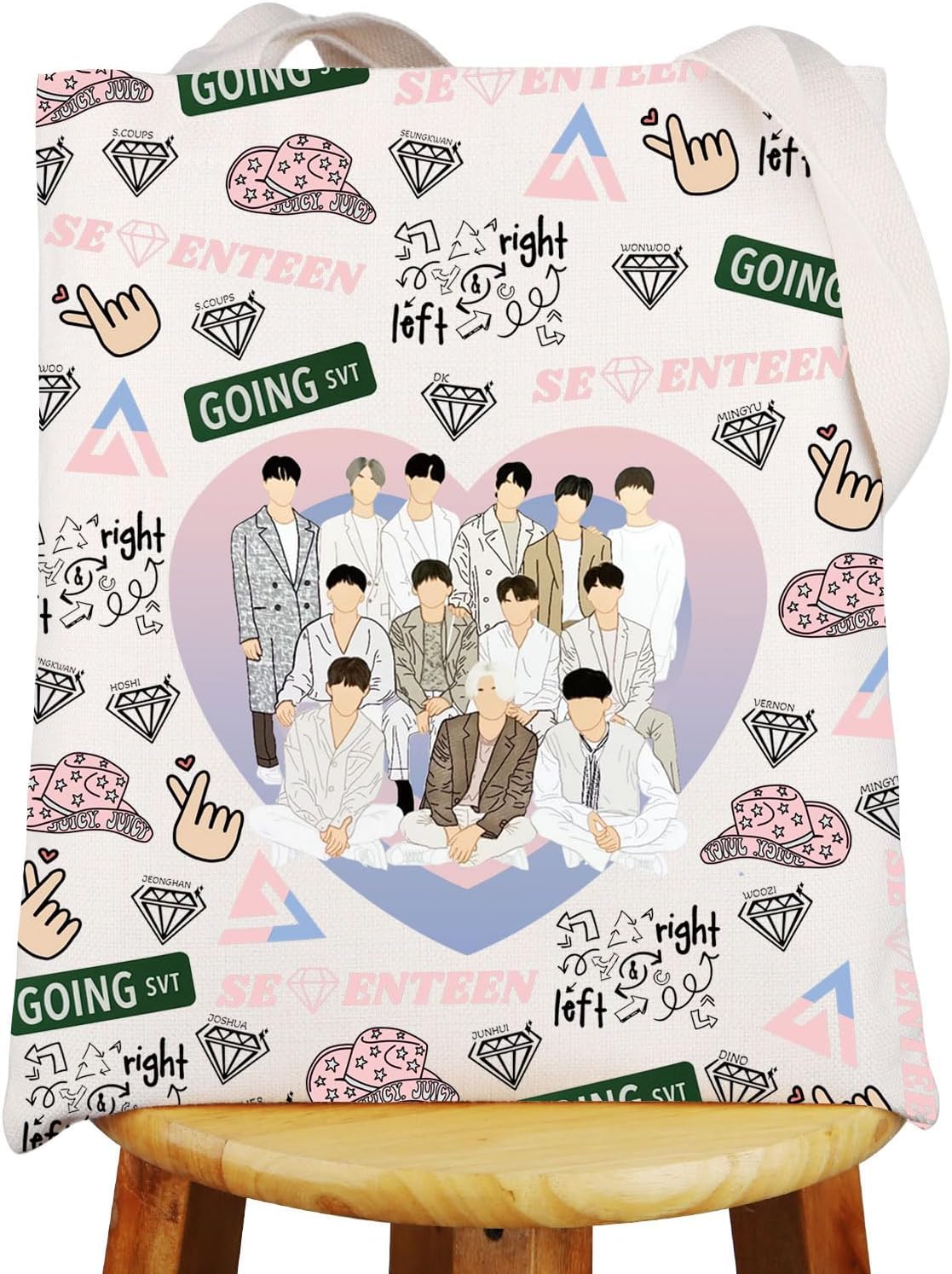 JNIAP Korean Group Tote Bag Korean Group 17 Merchandise Korean Group Lover Gifts Korean Music Shoulder Bag