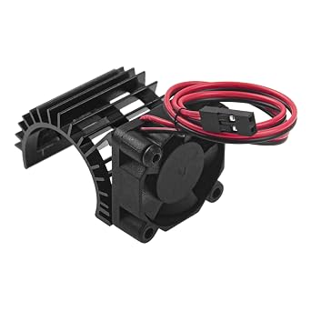 ShareGoo Aluminum 380 390 Motor Heatsink with Cooling Fan Electric Engine Heat Sink Compatible with HSP HPI Wltoys Himoto Redcat 1/16 1/18 RC Car Black