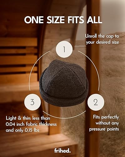 Miniatura 4 de frihed. Sombrero de sauna - Hecho de lana batanada - 100% lana de oveja - Accesorio de sauna premium - Talla flexible - Fabricado en Alemania