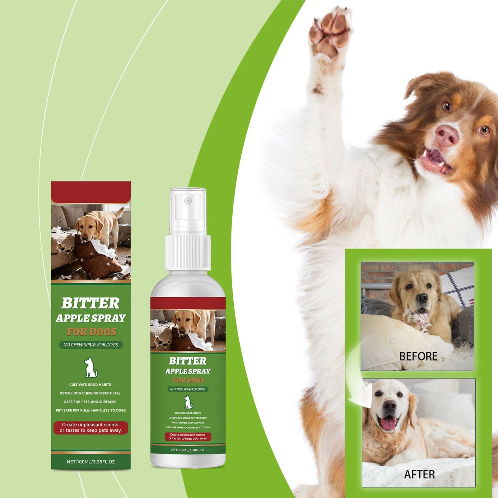 Spray do ?ucia dla psów, naturalny sk?adnik, 100 ml, naturalny korektor zachowania , spray ochronny do mebli, trwa?y, do wewn?trz, zewn?trz, dywan