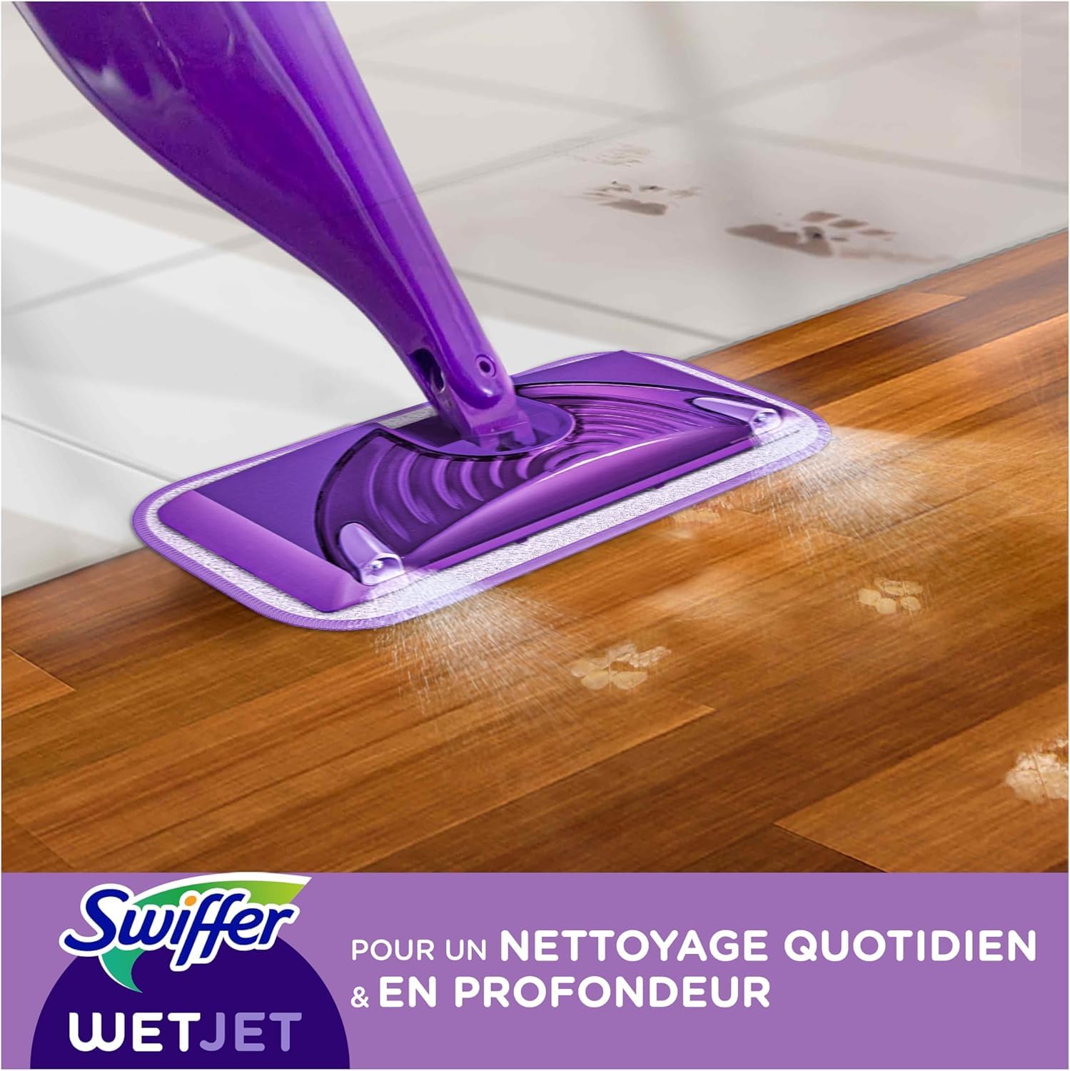 Swiffer WetJet Nettoyant Sol pour Balai Spray, Grand Format 5L (1.25L x4), Parfum Agrumes Frais, Solution Multi-Surfaces, Élimine la Saleté Sans Traces ni Résidus, Pour Tous Types de Sols