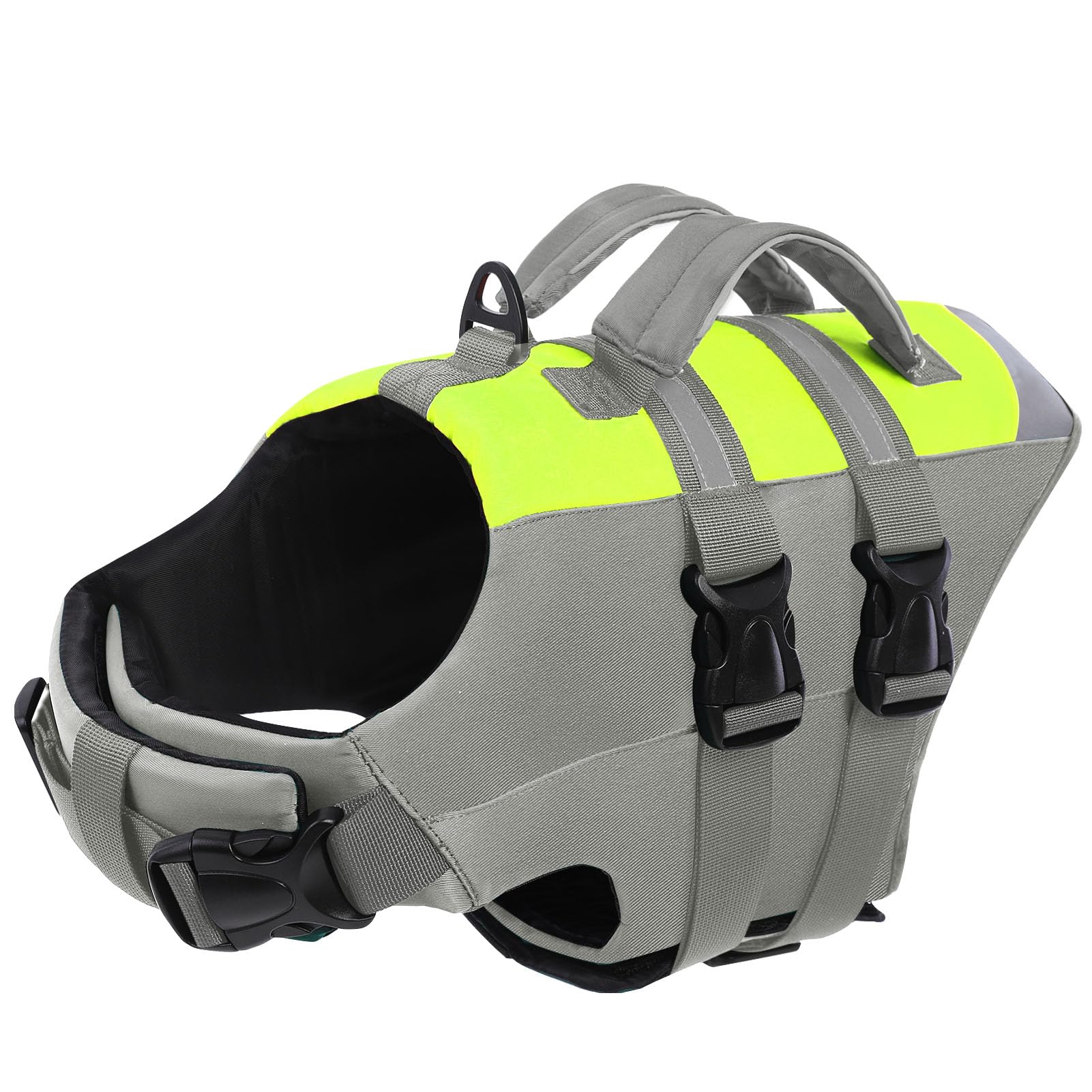 CITÉTOILE Dog Life Jacket with Handle & Safety Leash - Buoyancy Aid Vest for Boating, Pool & Lakes, High Visibility Flotation Aid for Small to Large Dogs, Adjustable, Grey, S