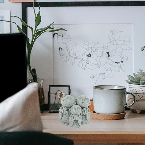 Miniatura 4 de Angoily Mini estatua de Buda pequeña y linda escultura de Buda feliz monjes riendo figurita acuario chino arenisca Buda asiática pecera adornos para