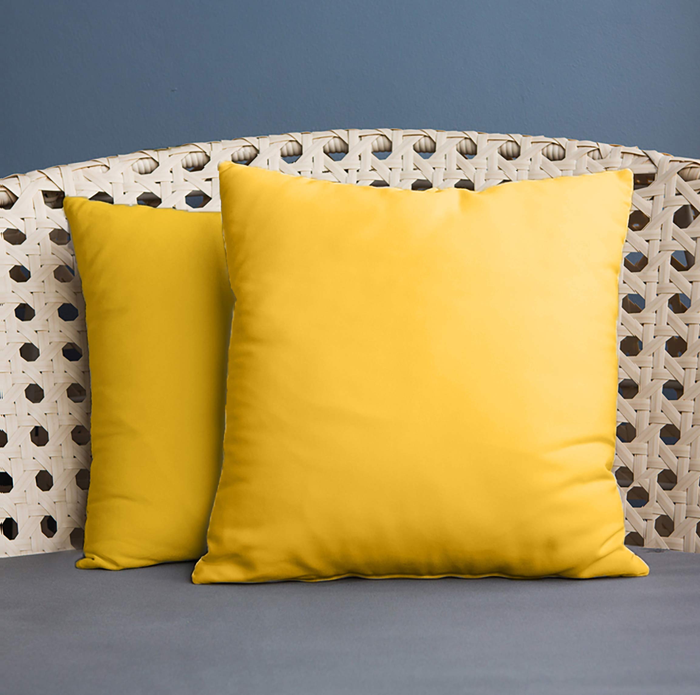 Bird Wing Set of 2 Plain Colour Cushion Cover Sets Cotton Fabric for Home Decor Sofa, Bed and Chairs |Decorative Throw Pillow case (Size : 14X14 Inch, Color : Yellow)-image-29