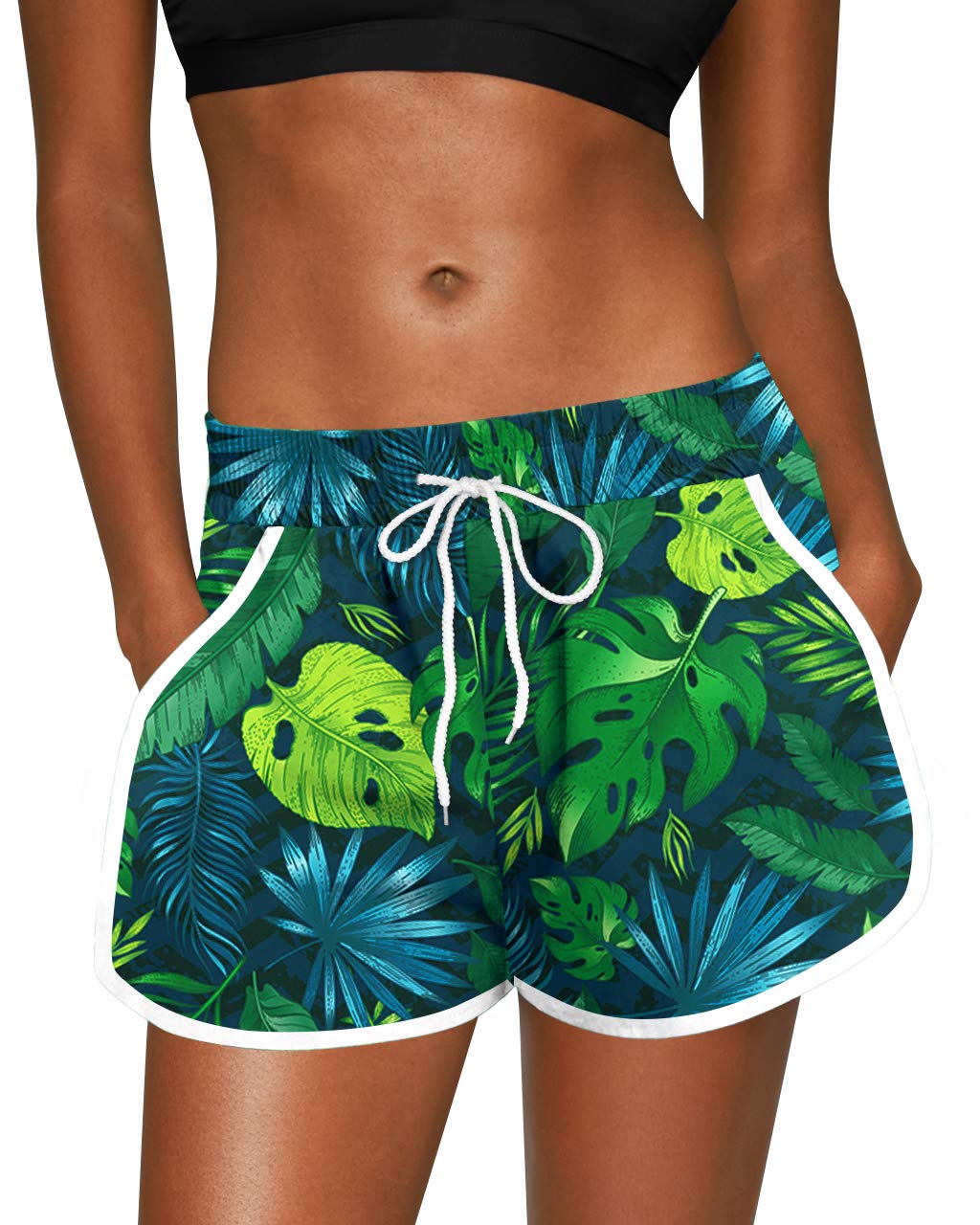 For G and PL Women Summer Floral Beach Boardshorts with Pockets Swim Trunks