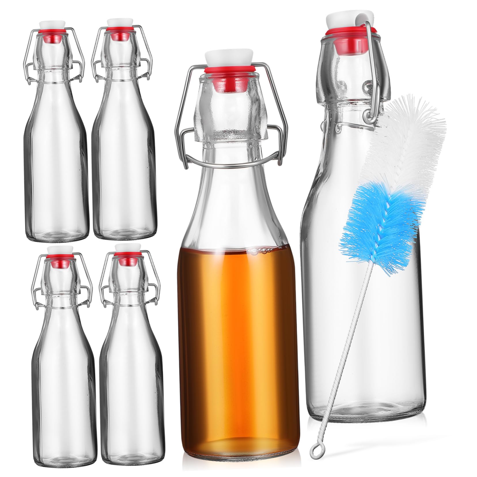 6 Bouteilles en Verre avec Bec Verseur et Couvercle Anti-fuite pour Boissons