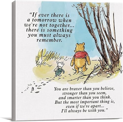 Lienzo decorativo clásico de Winnie the Pooh con frase "If Ever There Is A Tomorrow" ("If Ever There Is A Tomorrow")