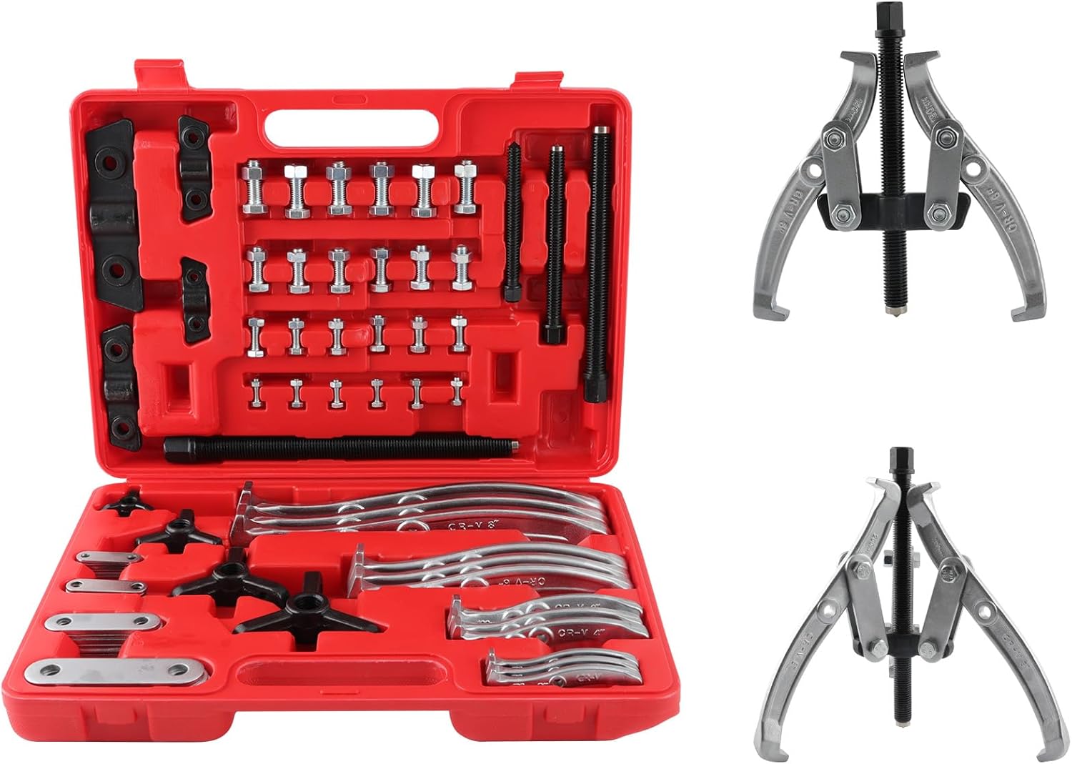 maXpeedingrods Gear Puller Set, Reversible 2 Jaw & 3 Jaw Hub Puller Kit, 3" 4" 6" 8" Bearing Puller Set, External Internal Pulley Flywheel Puller Tool Steering Wheel Hub Removal Tool