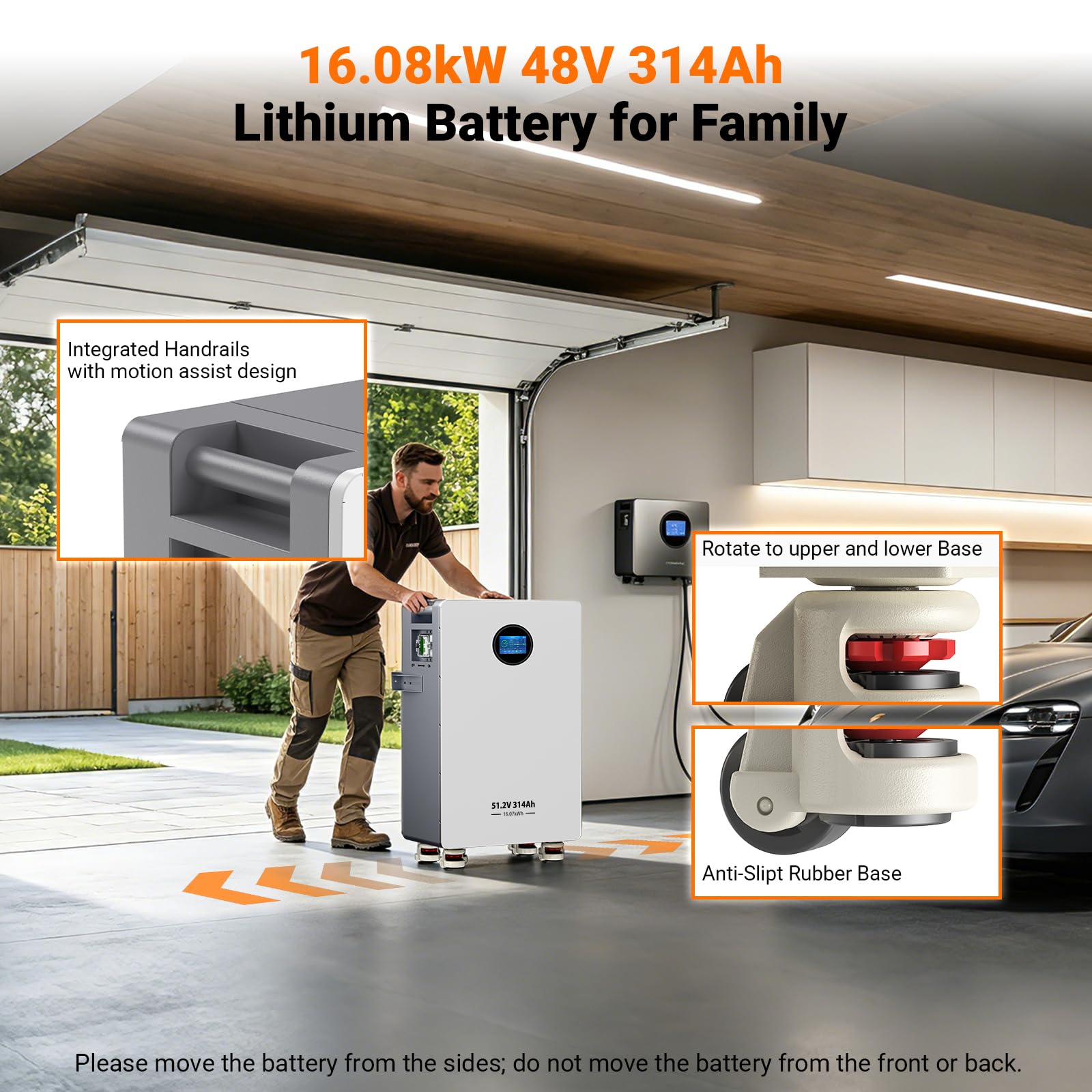 Batería LiFePO4, 48 V, 320 Ah, 16,384 kWh, almacenamiento de energía y disyuntores, 200 A, BMS RS485/CAN/RS232 con Bluetooth/WiFi para la alimentación de emergencia en el hogar, sistemas