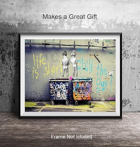 Miniatura 4 de Divertida imagen motivacional de arte callejero de Banksy de 8 x 10 pulgadas - Foto de graffiti urbano, decoración de pared, decoración para el