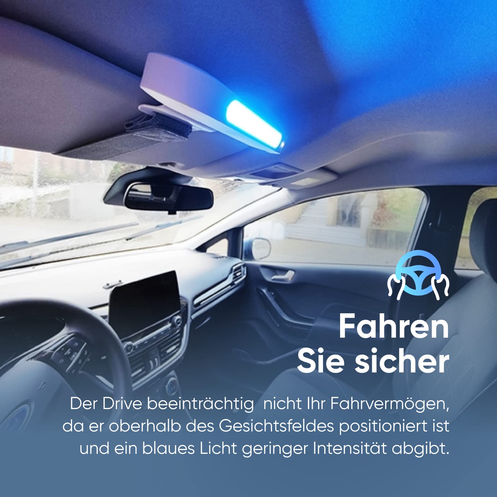 Luminette Drive® - Erste Lichttherapie-Lampe für den Einsatz im Auto - Genießen Sie die Vorteile der Lichttherapie während der Fahrt