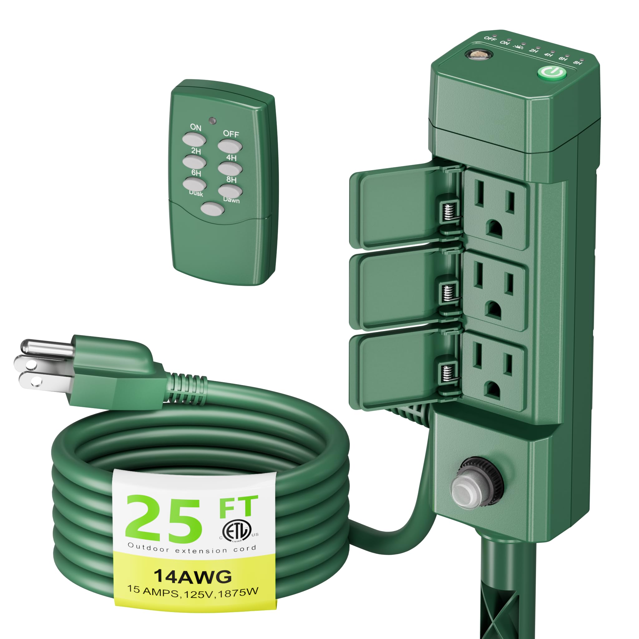 BN-LINK Outdoor Power Stake Timer 25FT Extension Cord