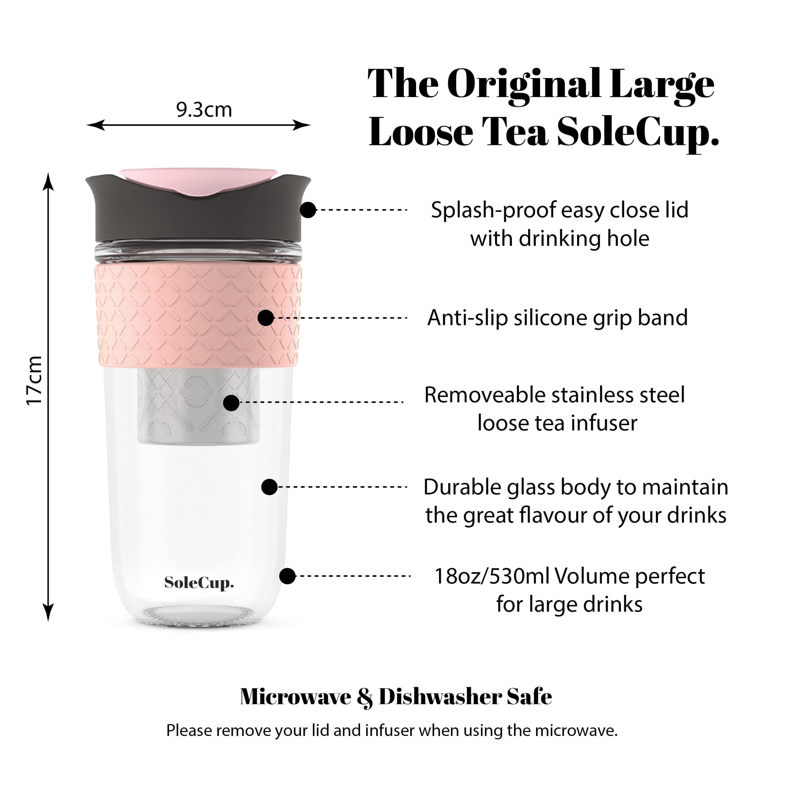 SoleCup. Large Travel Mug Loose Tea Infuser, Detachable Tea Strainer with Spill Proof Lid - Image 3