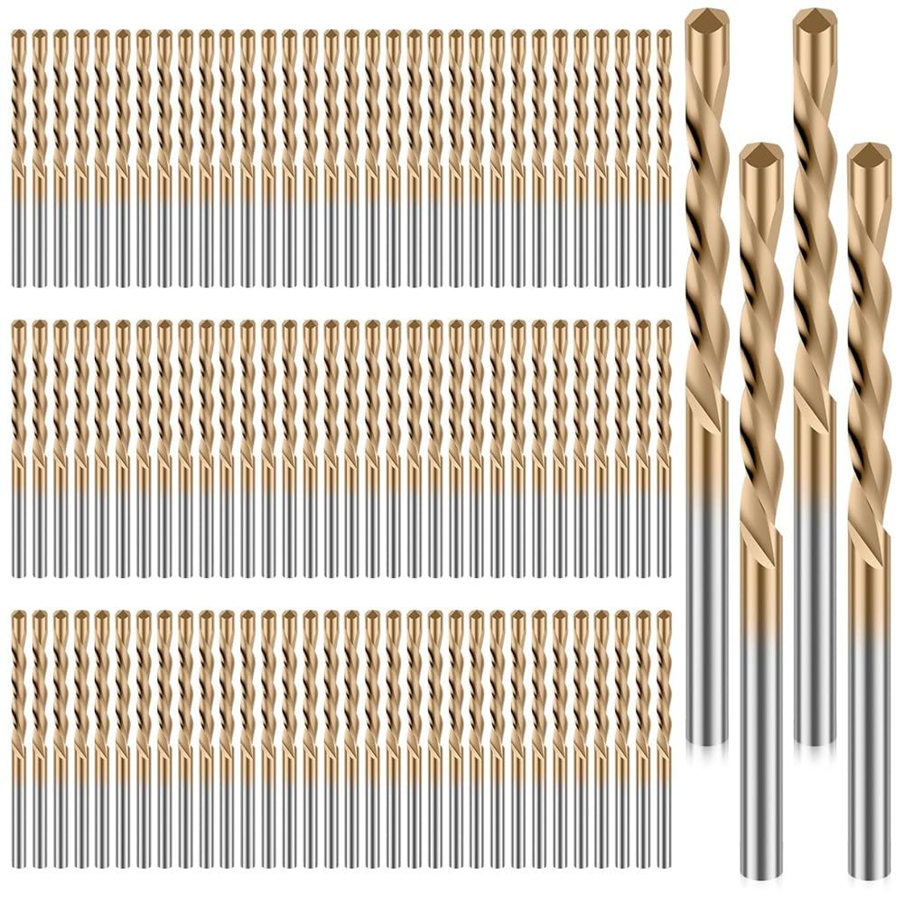 Juego 100 Brocas para Paneles Yeso, Brocas con Punta Espiral 1/8 Pulgada, Brocas Fresadora con Punta Guía para Trabajos Carpintería en Madera y Paneles Yeso