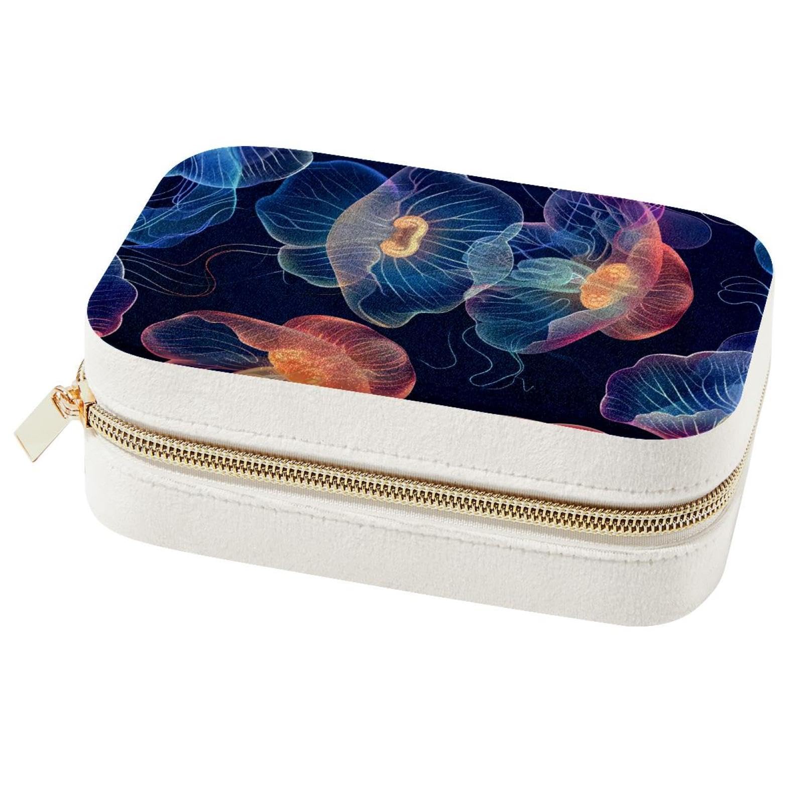Boîte à bijoux méduse portable colorée voyage bagues colliers filles