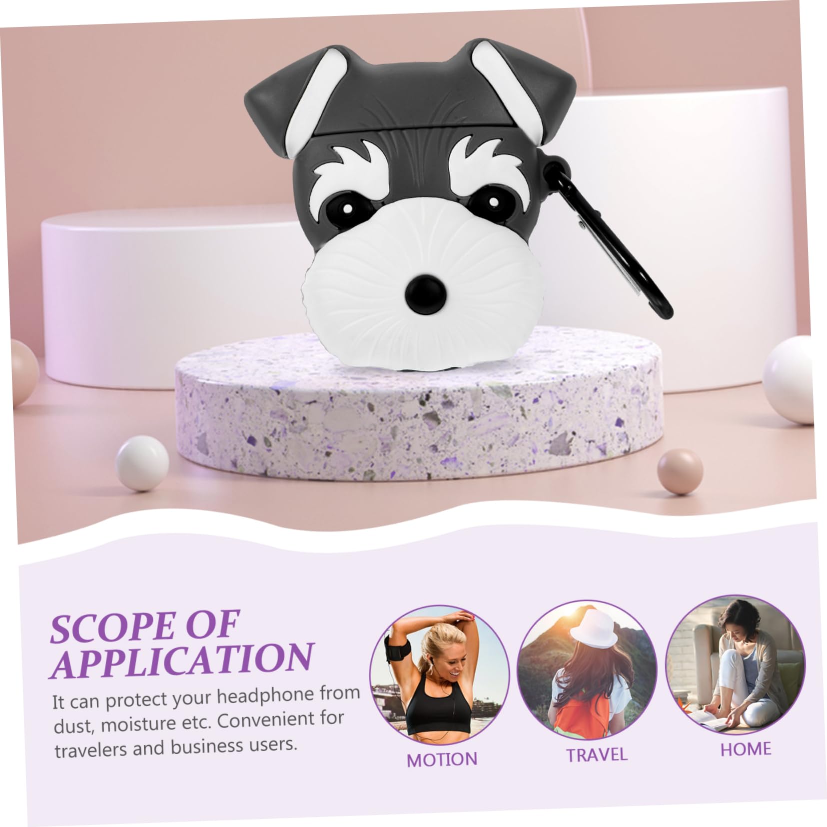 BESTonZON 3piezas Estuche De Silicona para Auriculares Diseño De Perro Sherry Protector Compatible Incluye Gancho Profundo