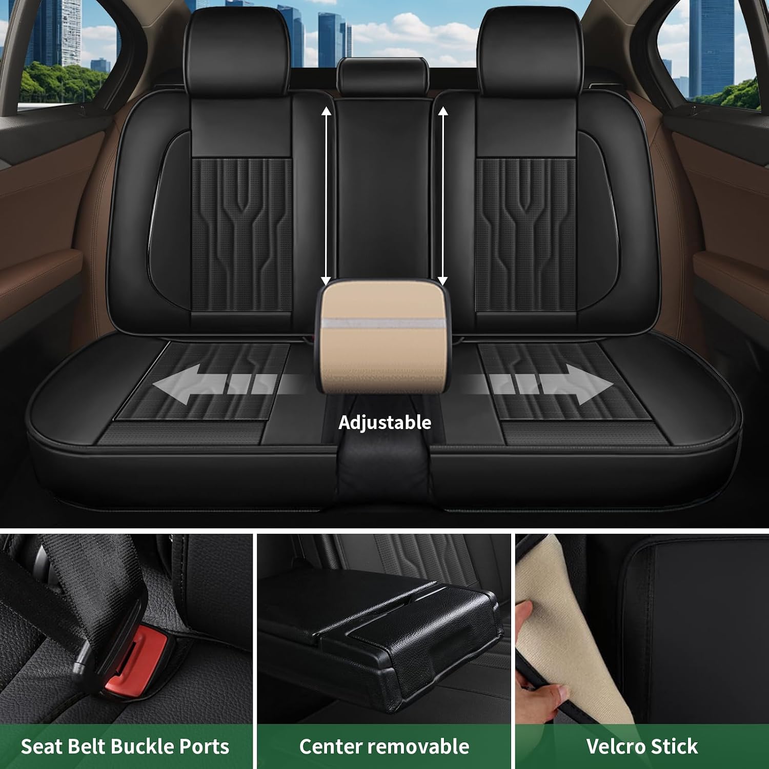 YORKNEIC Leather Car Seat Covers Fit for Lexus ES 300H/350 2007-2025 2026 2 Front Seat Covers Waterproof Car Seat Protectors with Airbag Compatible(2 Front Set,Black)