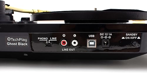 Miniatura 5 de TechPlay Ghost, Tocadiscos de 2 velocidades accionado por correa con transmisión Bluetooth. Se conecta de forma inalámbrica a tus altavoces Negro