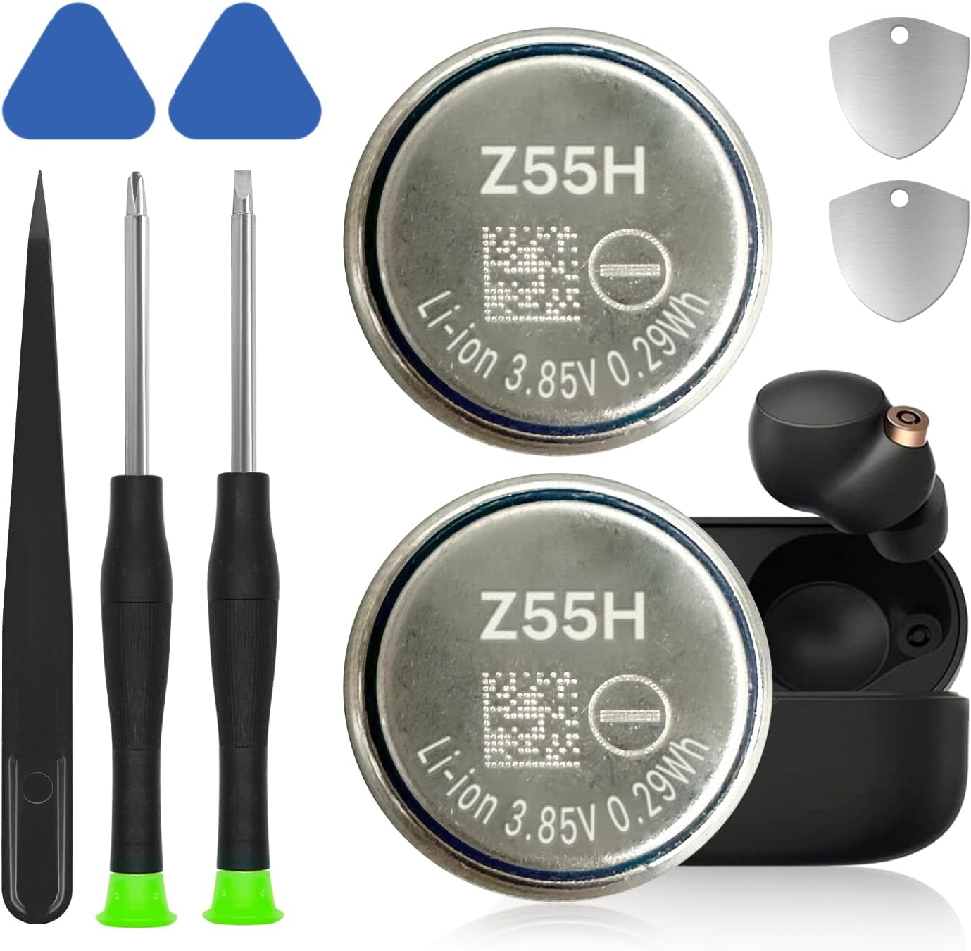2pack Z55H 75mAh Battery for Sony Headset WF-1000XM4, Truly Wireless Earbud Headphones 3.85V Battery with Installation Tools Kit