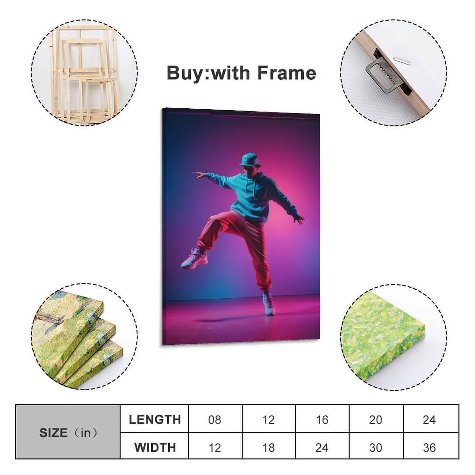 ZLQYHW Poster con ballerino hip hop, street dance B-boy, su tela, decorativo, per camera da letto e per la famiglia, 40 x 60 cm